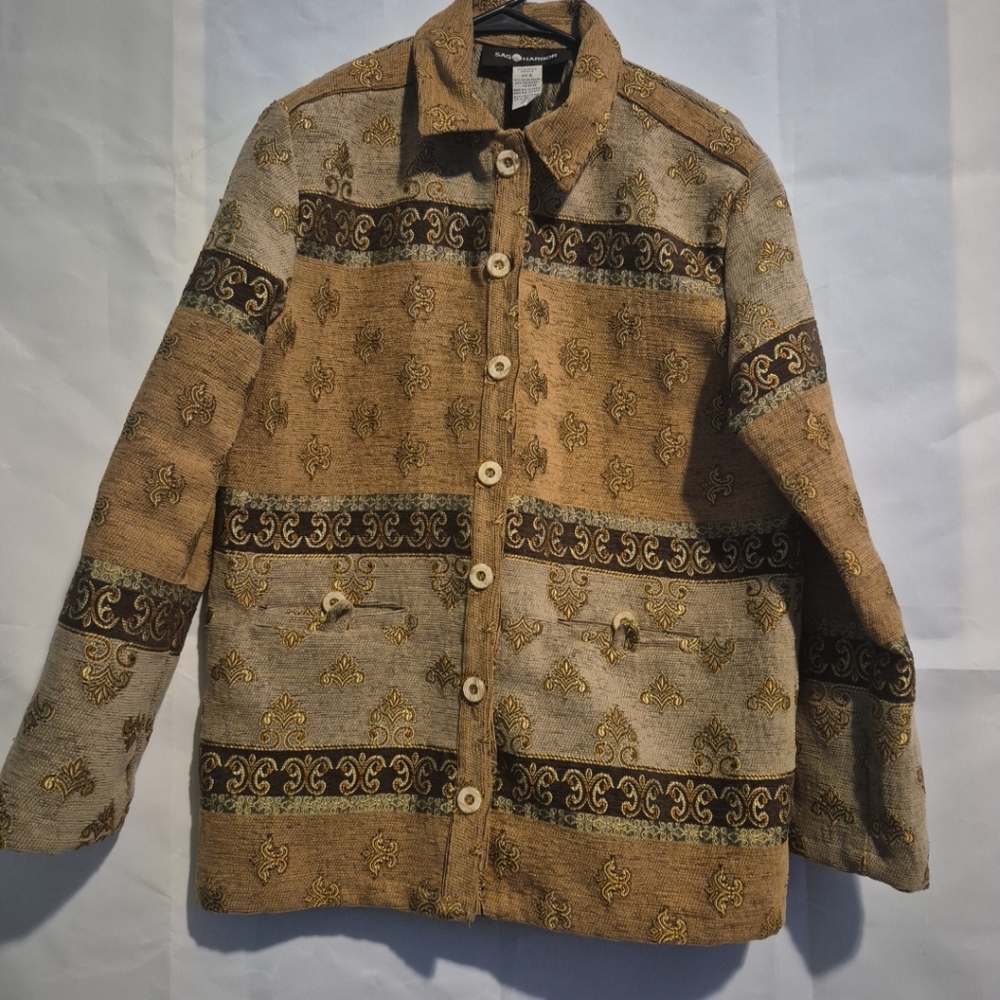 Women's Patterned Utility Jacket Vintage Retro Size 6